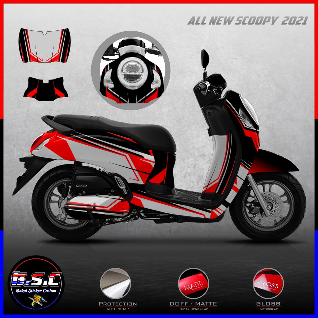 Sticker Decal FULL BODY + FULL PART Scoopy FI Scoopy 2021 Motif Flash Racing Red