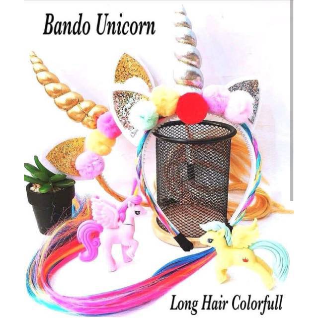 Bando unicorn Long Hair Ada Rambut Hiasan Bandana Anak Murah TokoPelangiNicer