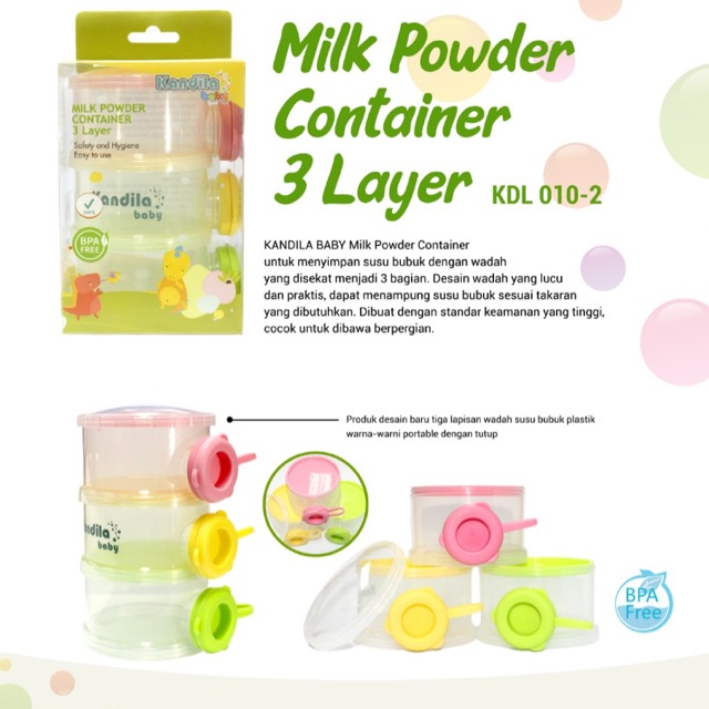 Castle - Kandila MIlk Powder Clear Container 3Layer &amp; $Layer Kandila Baby - Tempat Susu Formula kdl010-1 KDL010-2 KDL010-3