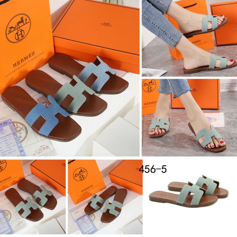 HERMES  Denim Canvas Oran Sandals #456-5 (17)