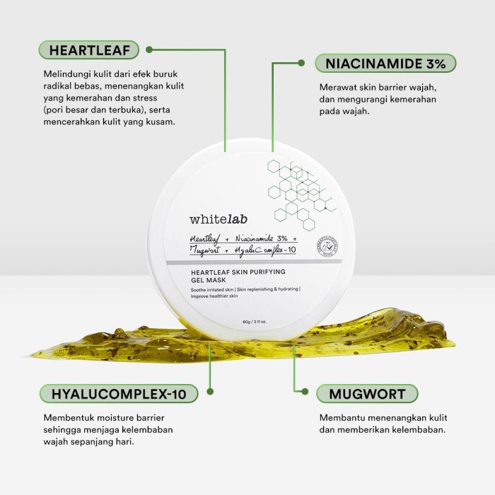 ✨ AKU MURAH ✨ Whitelab Heartleaf Skin Purifying Gel Mask 60gr BPOM