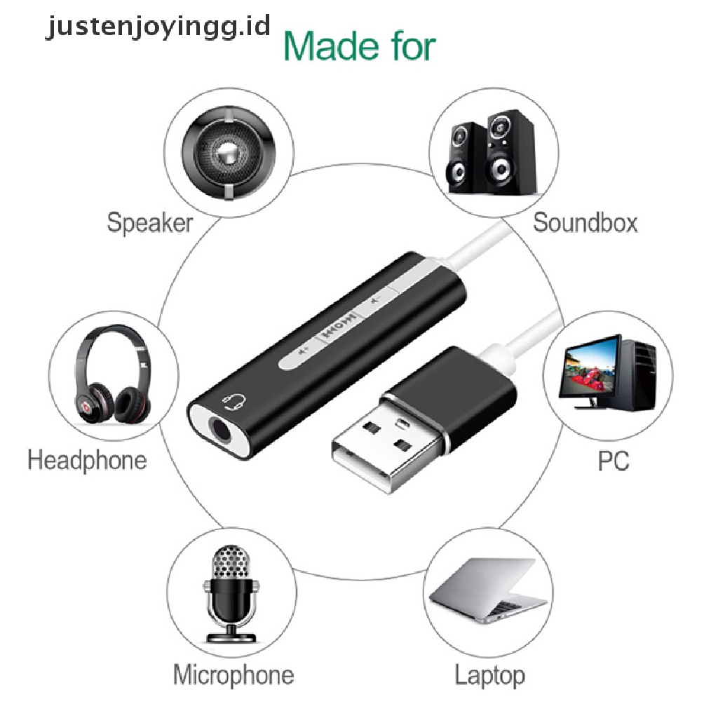 // justenjoyingg.id // 1Pc USB To 3.5 mm stereo jack headset audio adapter cable external sound card ~