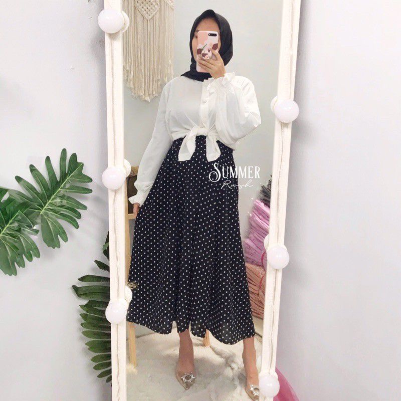 POLKA SKIRT/ROK POLKADOT/MAXI SKIRT/ROK PANJANG WANITA/ROK PAYUNG