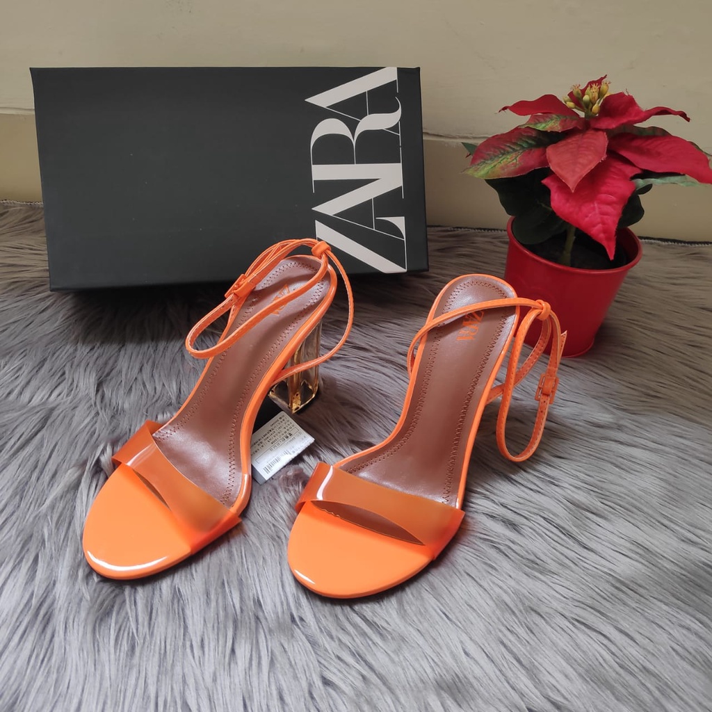 SANDAL WANITA ZS-3620 HIGH-HEEL METHACRYLATE 10CM ORANGE