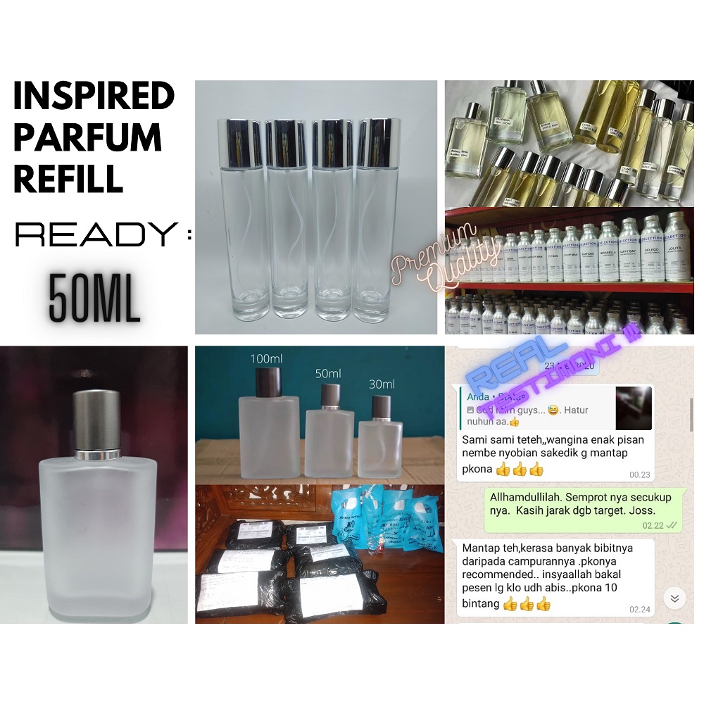 INSPIRED PARFUM REFILL BANDUNG BERKUALITAS 50ML free pack buble dus
