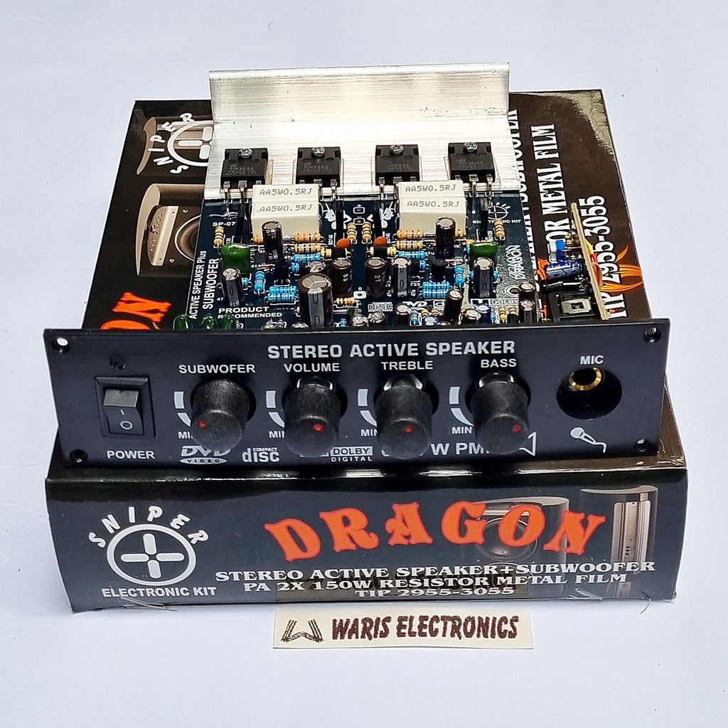 Kit Mesin Speaker Aktif Stereo Amplifier 150w Subwoofer Mic Dragon