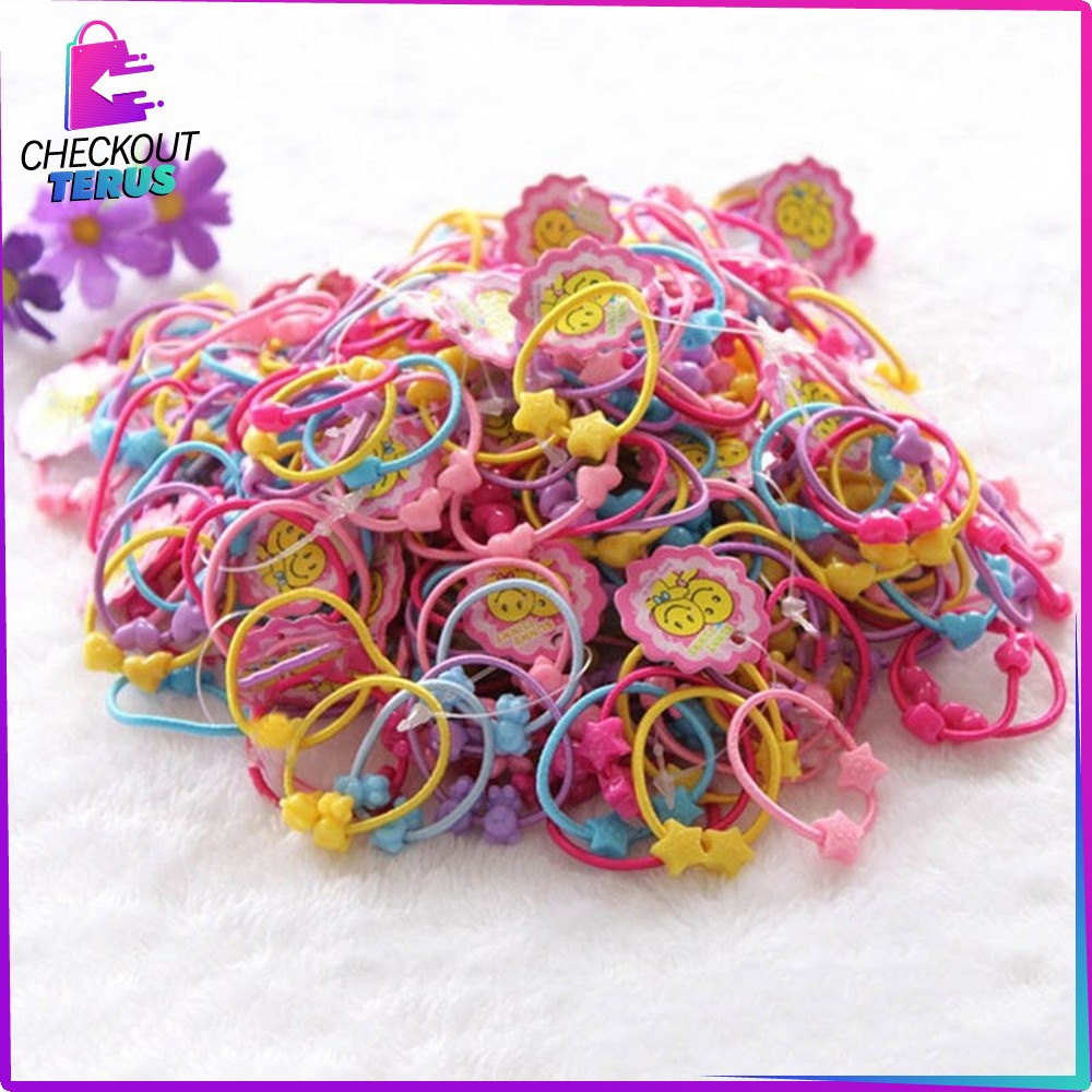 CT C9 (50 PCS) Ikat Rambut Anak Bahan Karet Headband Ikat Rambut Anak Perempuan Kuncir Rambut Kuda Aksesoris Rambut Anak