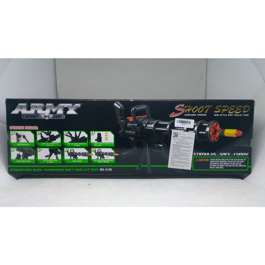 Mainan Pistol Nerf Gun Peluru Busa Soft Bullet Machine Gun M134