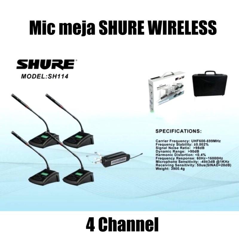 Mic Wireless Meja SHURE SH 114 - 4 Mic Podium Wireless