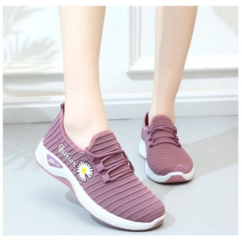 SEPATU SNEAKER WANITA RAJUT OLAHRAGA MOTIF FLOWER-4