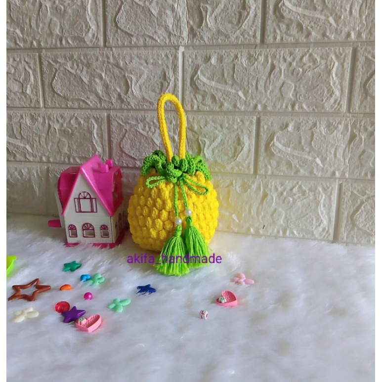 dompet nanas / dompet nanas rajut / dompet koin / dompet koin rajut