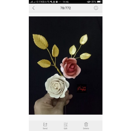 

(465/PRR2DG) Gumpaste Flower Sugar Flower/Bunga Gumpaste Rose Daun gold