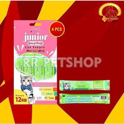 Junior Creamy Treats Cemilan Kucing Cat Food Snack 15GR X 4 Pcs