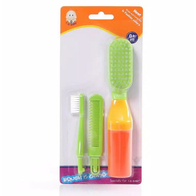 I.Q. BABY 2 in 1 Comb Set &amp; Training Toothbrush | 2 in 1 Set Sisir dan Sikat Gigi I.Q.Baby