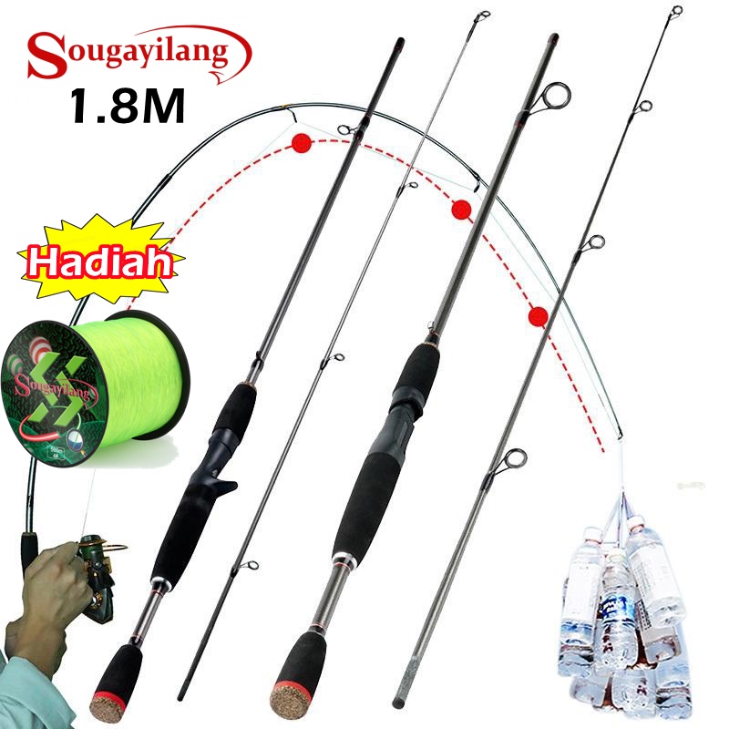 Sougayilang Joran Pancing 1.8M 2 Bagian Casting Spinning Pancingan Memancing