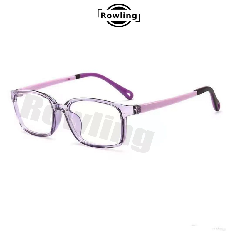 (Rowling)Kacamata Anak NewTrend/Fashion Anak Unisex Kotak Terbaru anti radiasi Blue Light Silikon High Quality Import-Ka-73 Ungu