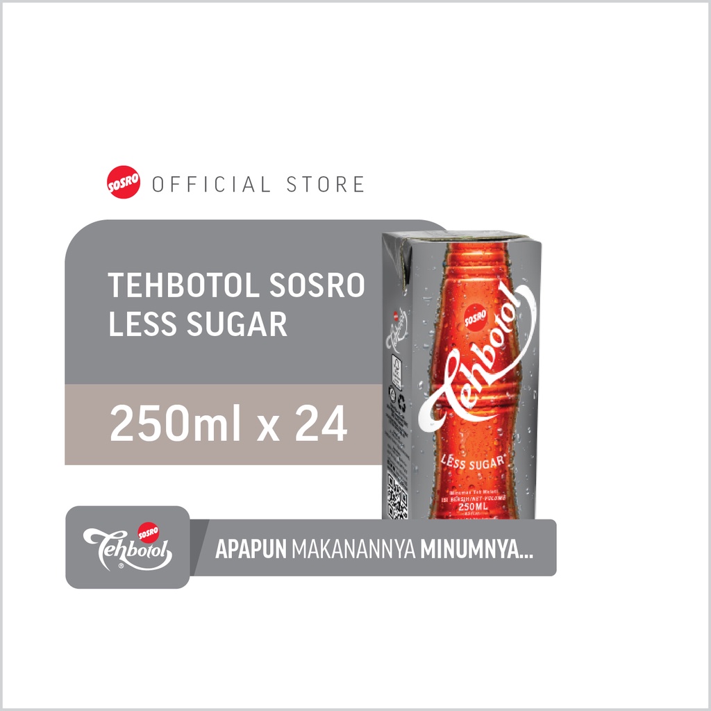 

Tehbotol Sosro kotak Less Sugar 250 ml isi 24 Pcs