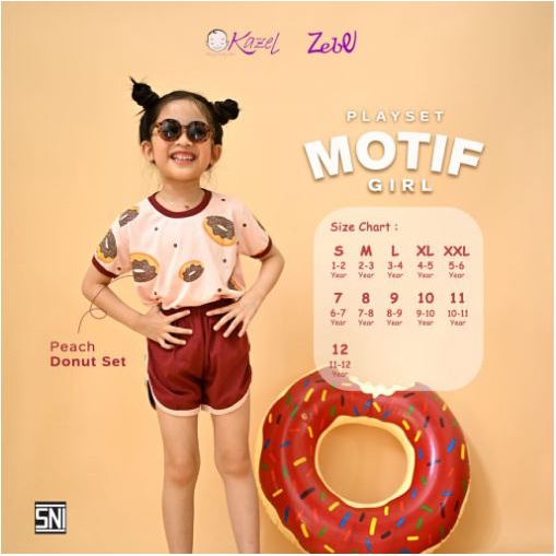 Kazel x Zebe PLAYSET GIRL Motif 1 - 5 Tahun Pakaian Bayi Pakaian Anak Kekinian (1 Stel)