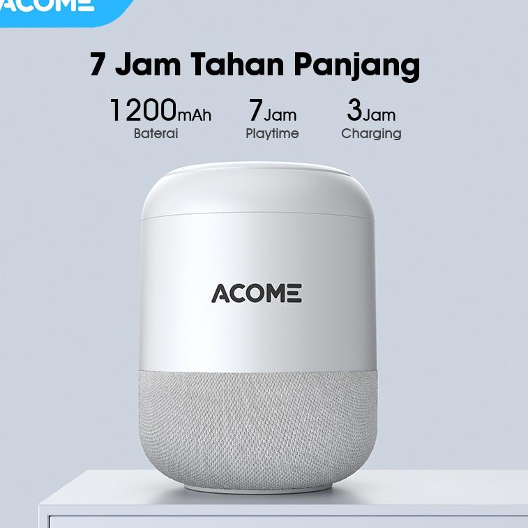 "UZ.21Jl22a" ACOME Speaker Stereo Bluetooth 5.0 TWS 5W Portable Berbahan lembut Garansi Resmi 1 thn 