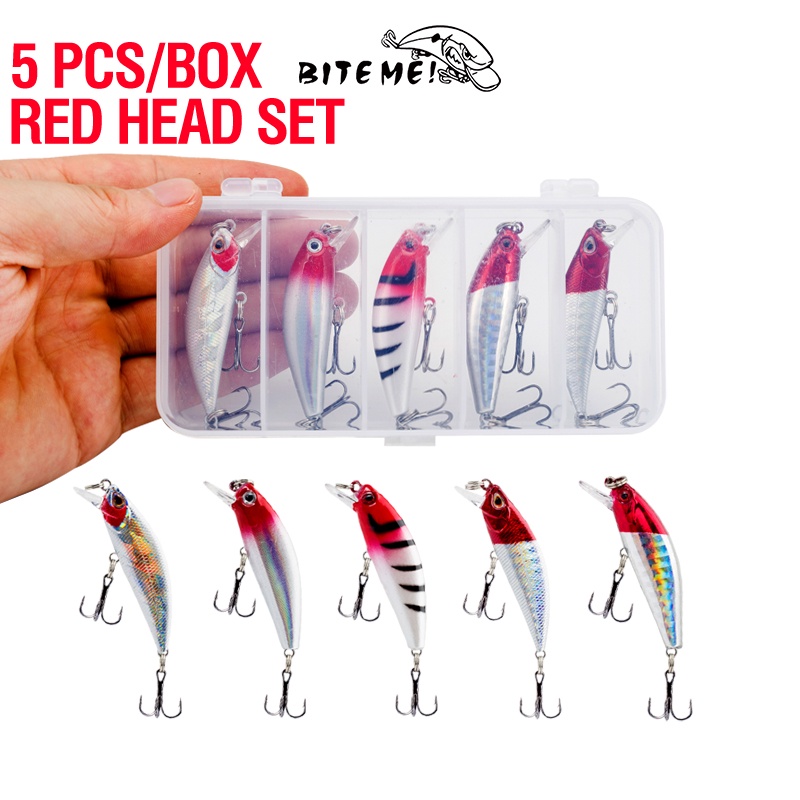 5pcs / Kotak Umpan Pancing Ikan Minnow 5g / 6.5g Bahan Plastik Keras 5 Warna