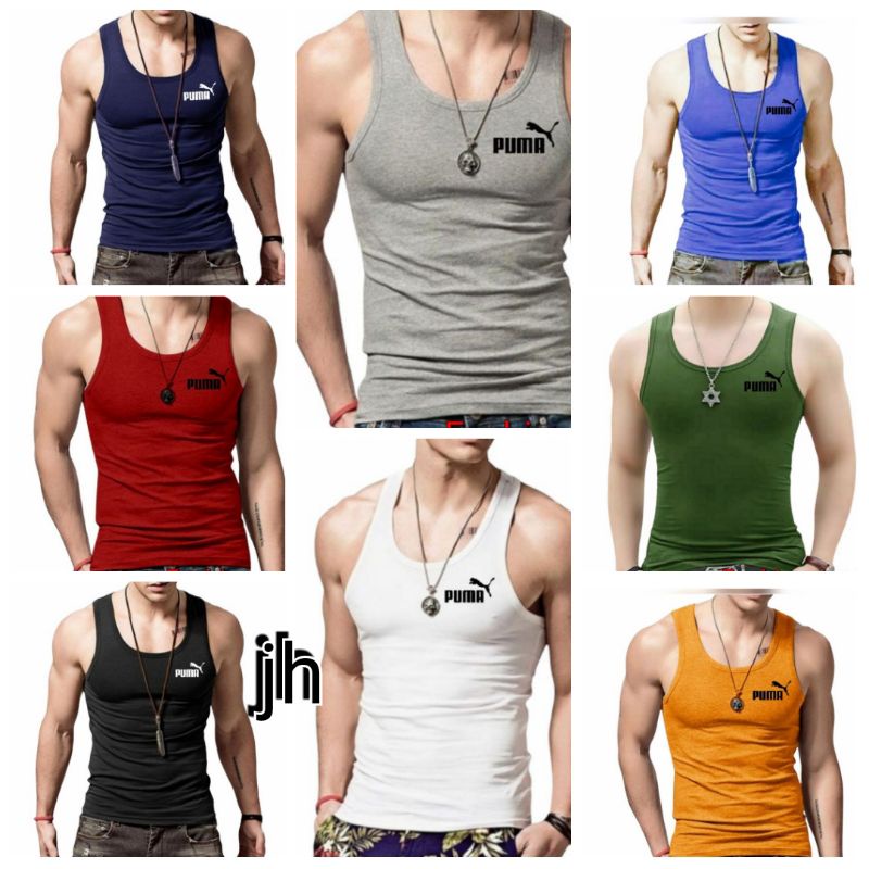 kaos singlet logo {.PUM4.} catton combat buat pria ready ukuran M. L. XL. XXL.