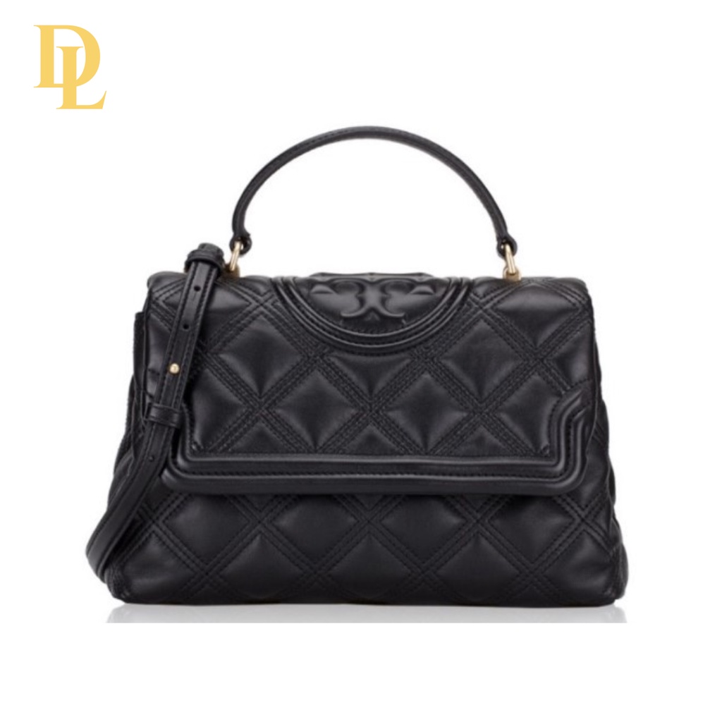 Tory Burch Fleming Soft Top Handle Satchel Black