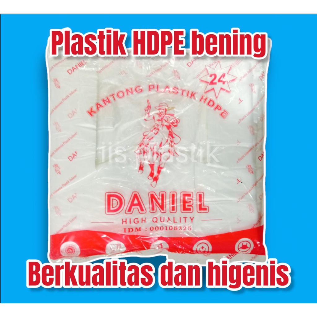 plastik kresek bening/plastik kantong bening/plastik HDPE merk Daniel ukuran 15 dan 24