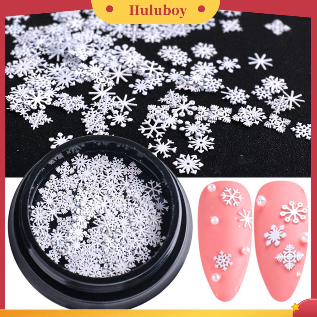 Huluboy Huluboy♡ 100pcs / Botol Stiker Kuku 3D Motif Kepingan Salju Untuk Dekorasi Nail Art