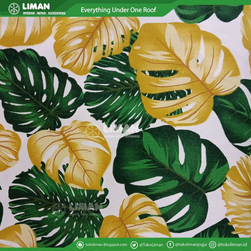 Kanvas Motif Monstera Kuning Hijau