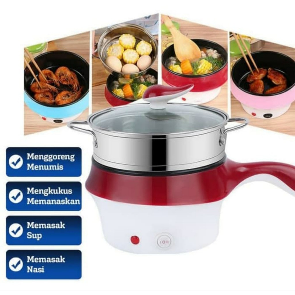 Panci elektrik multifungsi tumis kukus goreng kuah 1.2L / 225 watt / d = 18 cm