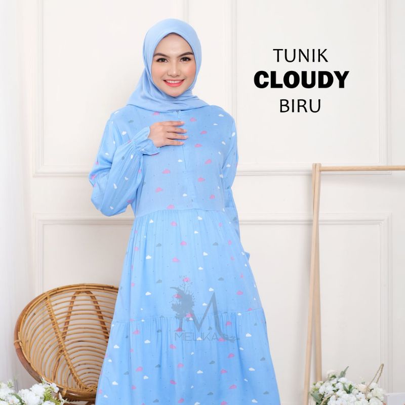 MELIKA TUNIK / DASTER KOREA RAYON MOTIF CLOUDY TANGAN