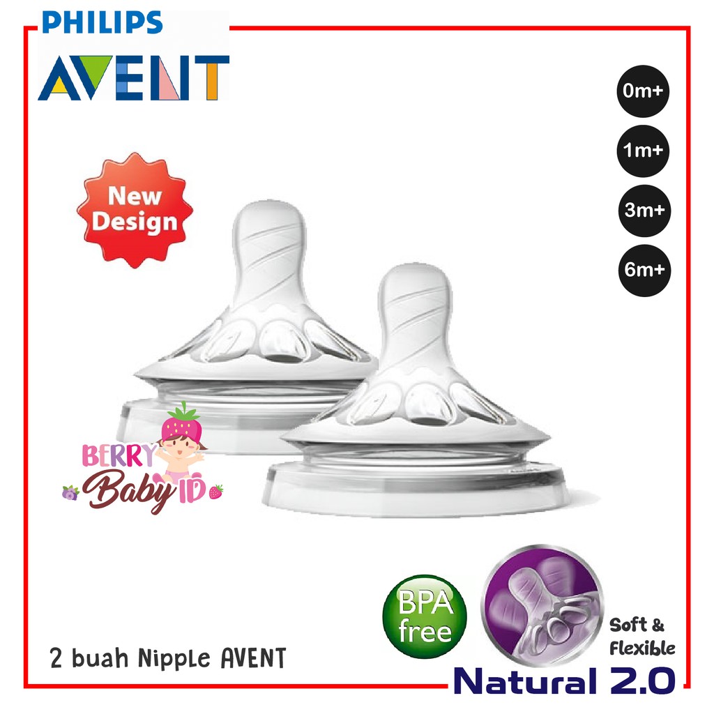 Philips Avent Natural Nipple Teat Dot 0m / 1m / 3m / 6m / 9m (Newborn Slow Med Fast Flow) Botol Susu Berry Mart