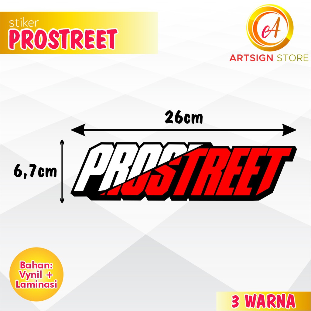 

Stiker Prostreet 26cm / Stiker Pro Street 26 cm / Cutting Stiker 3 Warna / Stiker Bodi Motor