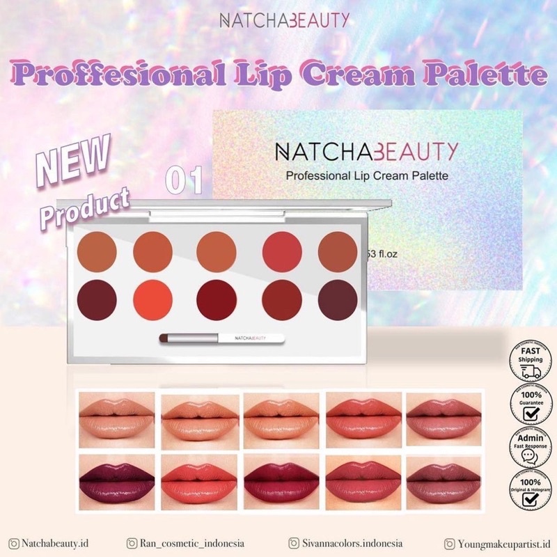 NATCHA BEAUTY Professional Lip Cream Palette 10 Colors