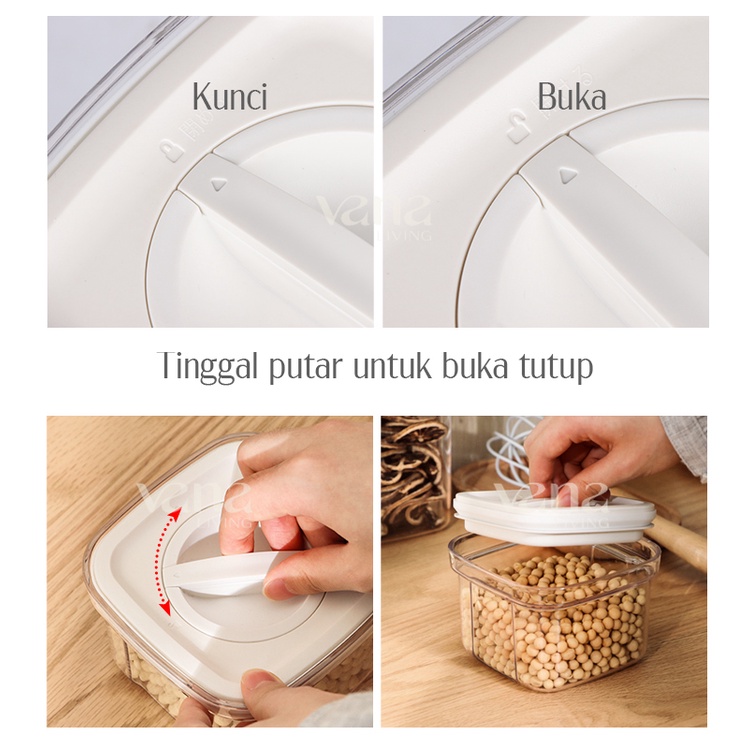 Vana Toples Plastik Penyimpanan Snack Makanan Ringan Tupperware Bening Aesthetic Kulkas Set Untuk Kue Kering Susu Praktis Anti Bocor Kedap Udara