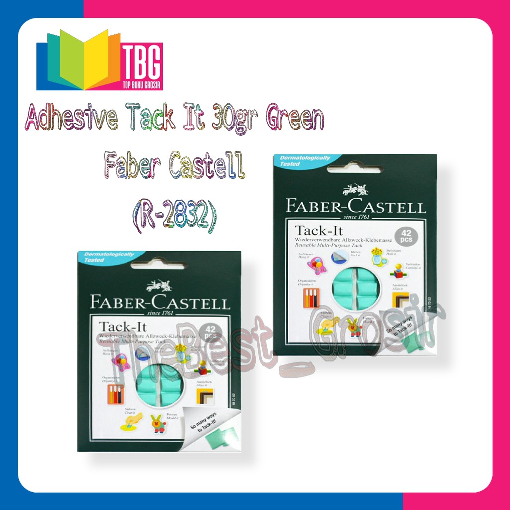 

1 SET (42 PCS) ADHESIVE TACK IT 30 GR GREEN FABER CASTELL (R-2832)