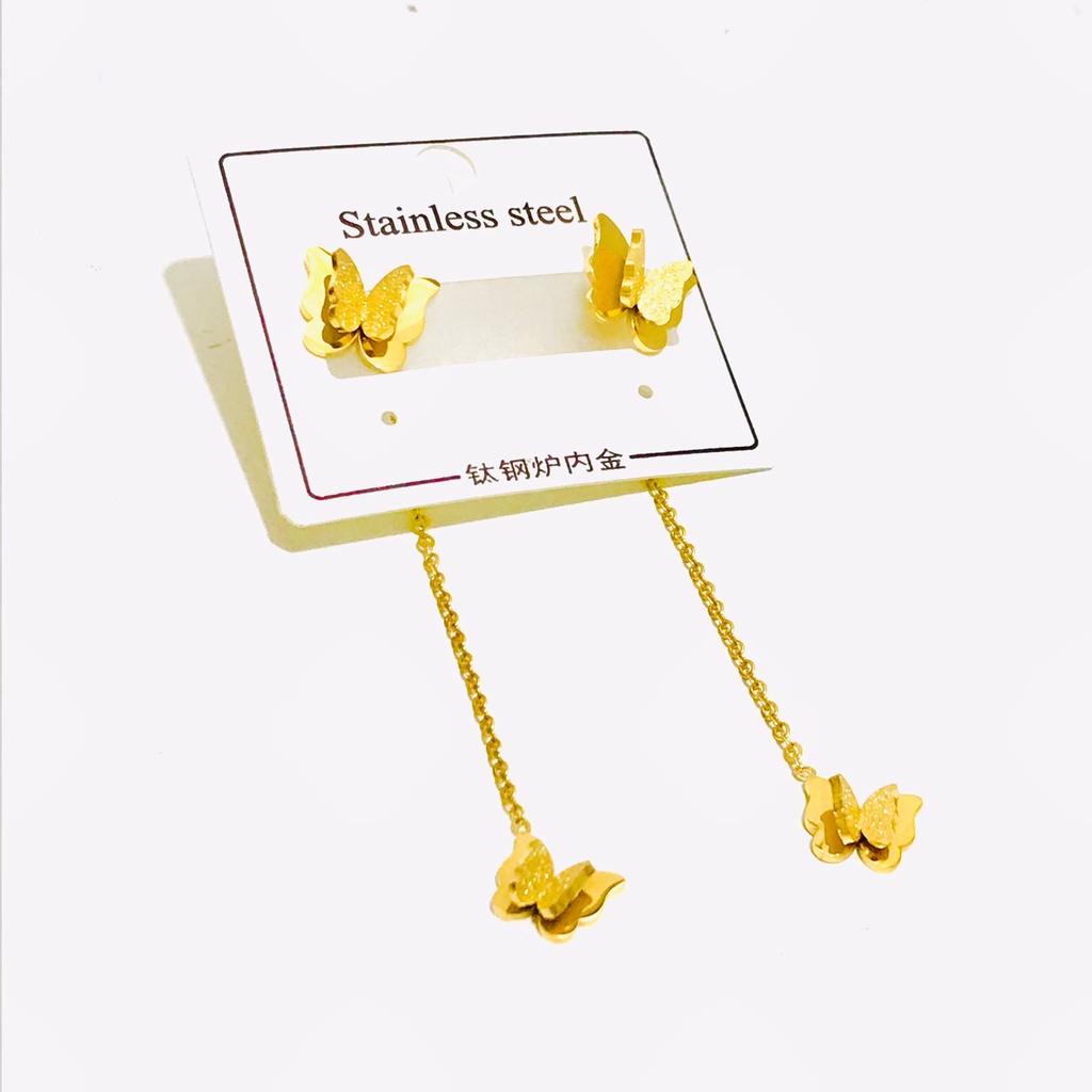 Anting Titanium Wanita Lapis emas  Anti Karat Model Tusuk AT-56-24-SDR