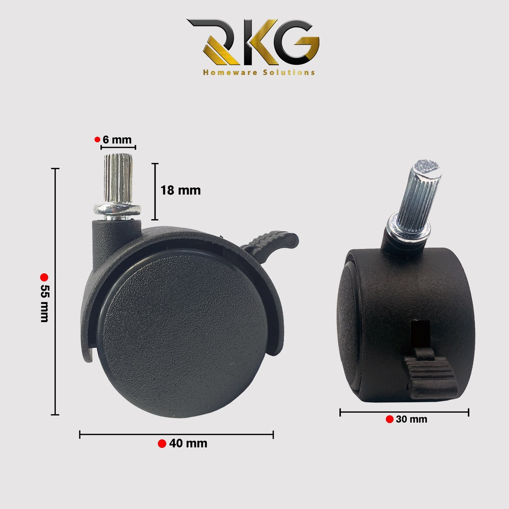 RKG Roda Caster Kursi Kantor 1.5 Inch / Roda Kastor Kursi Rak Etalase-4