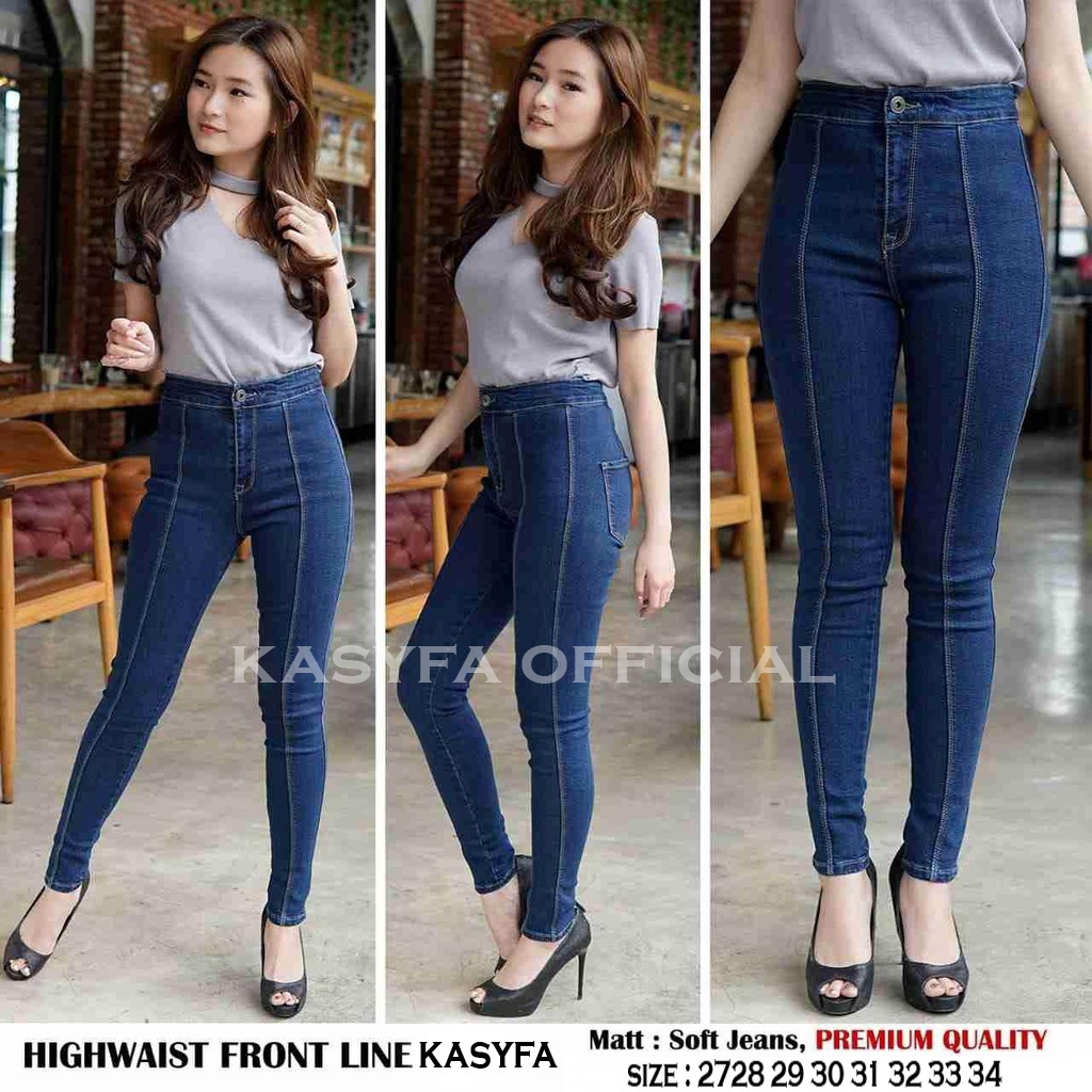 CELANA JEANS HIGH WAIST FRONT LIST // JEANS HIGHWAIST TULANG