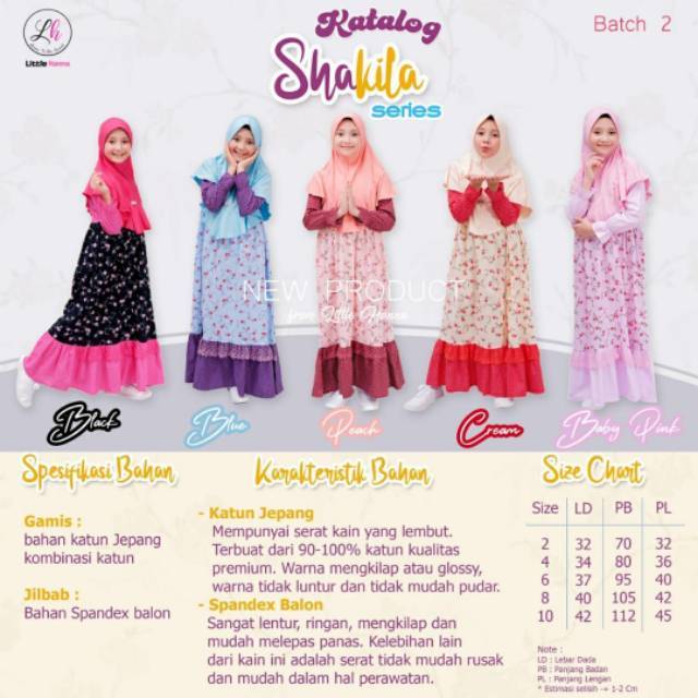 LITTLE HANNA SHAKILA-GAMIS SET KHIMAR ANAK SHAKILA LITTLE HANNA(2-10 TAHUN)