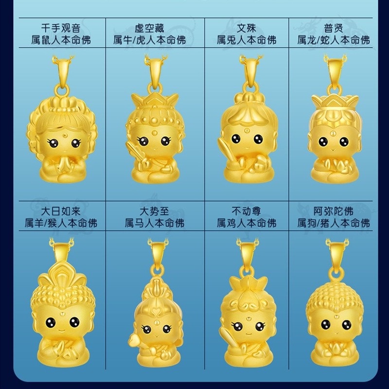 [Ready Stock]Fashion Gold Plated Zodiac Buddha Pendant Necklace
