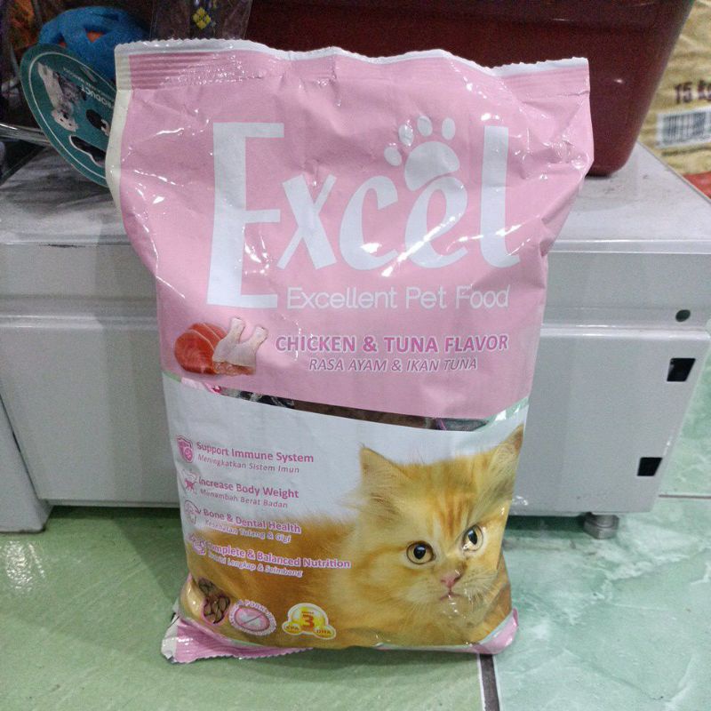 (paket 1kg) Excel kitten chiken tuna kemasan 500g Freshpack/ Excel kitten