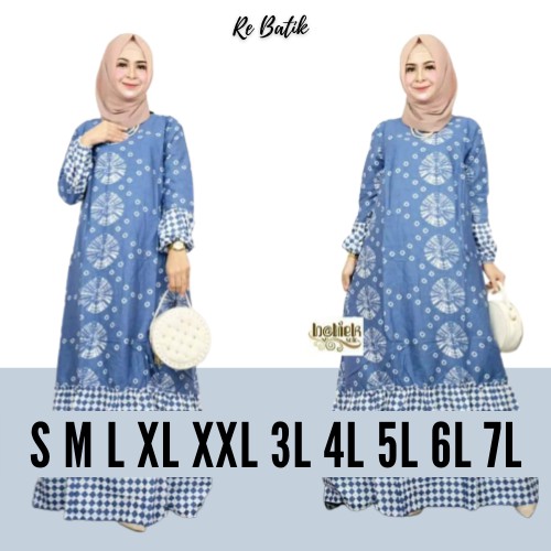 Gamis Batik Lowo Wanita - RE BATIK - S M L XL XXL XXXL 4L 5L 6L 7L JUMBO