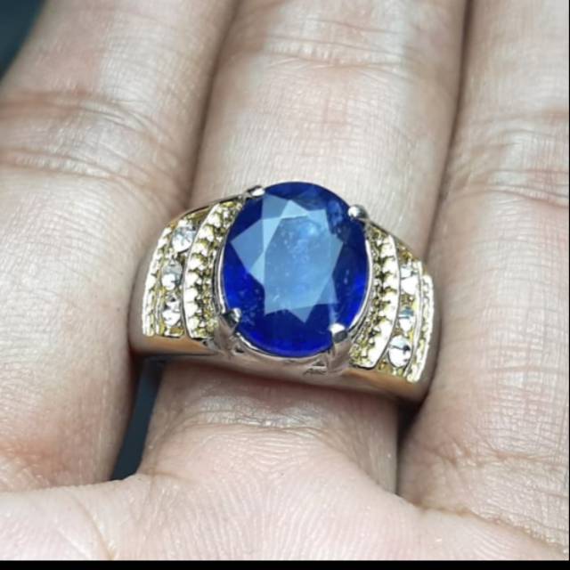 Cincin Batu Permata Blue Saphire Safir Royal Blue Top Colour
