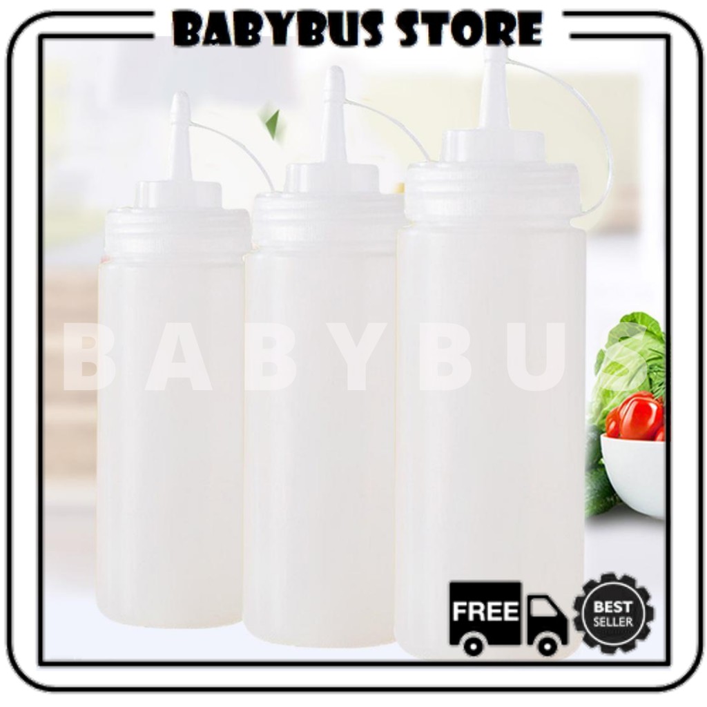 BBS SS11 Botol Saos Dengan garis Dispenser Saus Plastik Mayonaise Kecap Cuka Minyak Dapur