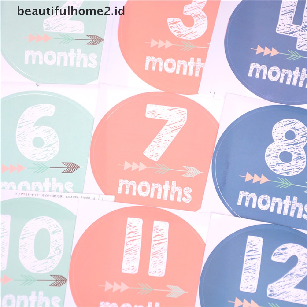 (Beautifulhome2) Buku Literatur Bahasa MandarinId 12pcs / Set Stiker Foto Bayi 1-12 Bulan Diy