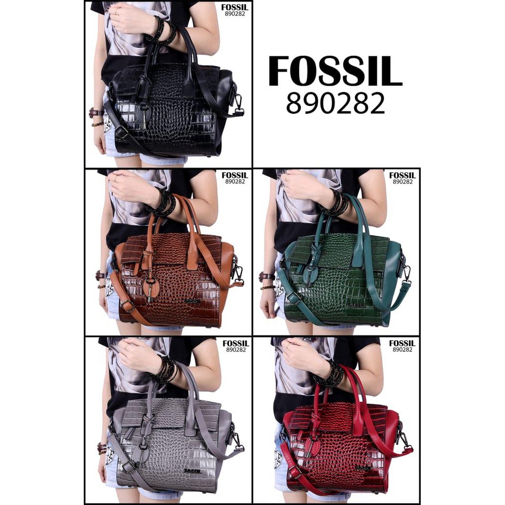 Tas fashion Shoulder Bag Croco Vs Smooth Leather like Ori 890282 VL