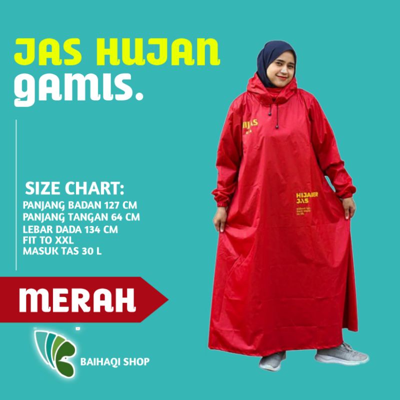 Jas Hujan Gamis/Jas Hujan Wanita Muslimah Hijab – Hijas