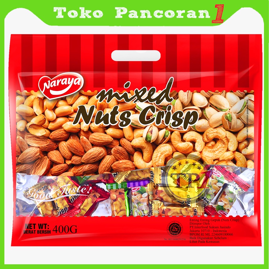 

NARAYA MIXED NUTS CRISP Permen MIX NUT Mede Almonds Pistachio 400g