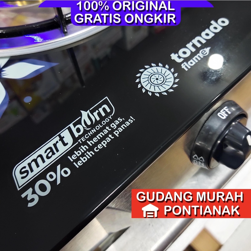 Kompor Gas Maspion KACA TEMPERED STAINLESS API BIRU MKG 601 JMTF